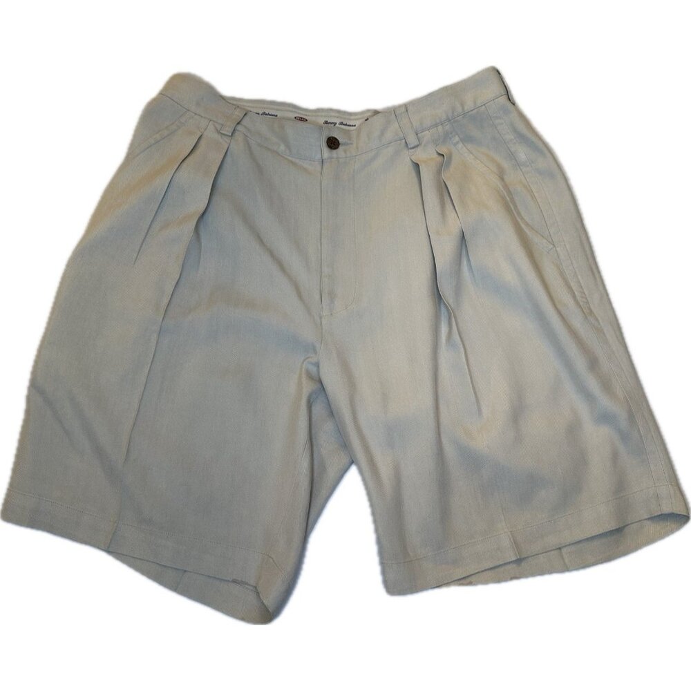 Tommy Bahama Men’s 100% Silk Pleated Chino Shorts Beige Cream 33